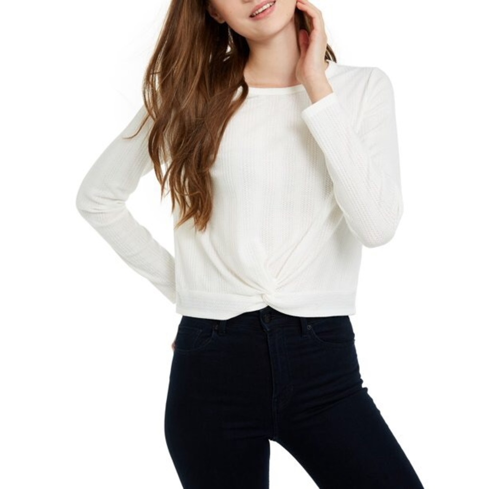 Pink Rose slightly cropped waffle top
